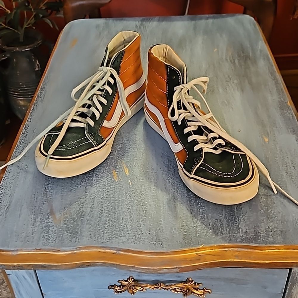 Vans Sk8-Hi Green Suede & Rust High Top Sneakers | Men 6 / Women 7.5